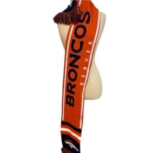 Denver Broncos NFL Football Neck Scarf Orange Blue Fringed Soft Knit Unisex